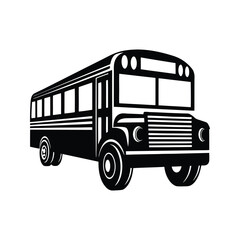 School bus icon silhouette vector with white background