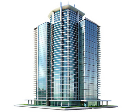 modern skyscraper isolated on white background PNG. GENERATIVE AI
