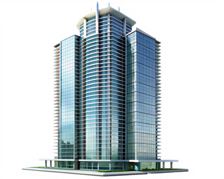 modern skyscraper isolated on white background PNG. GENERATIVE AI
