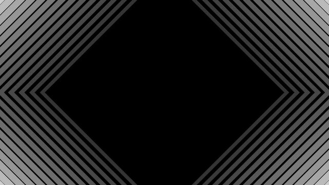 Seamless loop of black and white geometric lines, Hypnotic diamond pattern animation