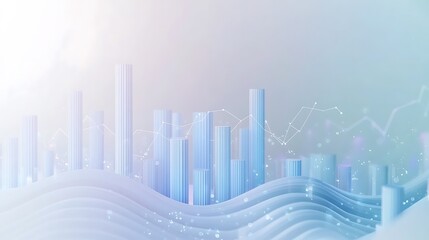 Fototapeta premium Modern Business Growth Visualization With Bar Graph And Wave Pattern For Data Analysis