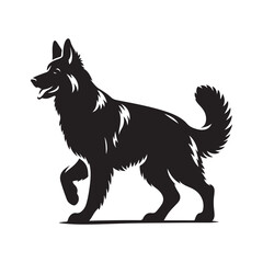 Vector silhouette of a German Shepherd , Dog illustration, Dog art, Dog drawing, Pet Animal Silhouette