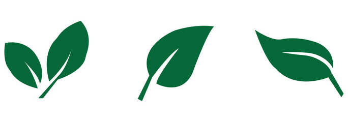 leaf icon set  green. background white . eps 10 