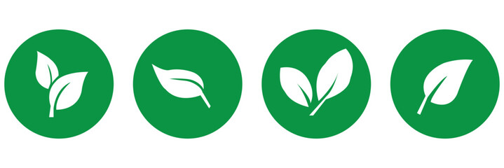 leaf icon set  green. background white . eps 10 