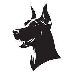 Vector silhouette of a Doberman , Dog illustration, Dog art, Dog drawing, Pet Animal Silhouette.	