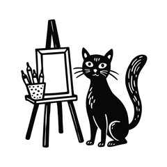 cat and mouse coloring book page vector illustration