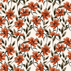 Seamless vibrant pattern with flowers and leaves.
A bold and colorful design featuring a mix of bright flowers and leaves in dynamic, lively hues, perfect for textile,paper designs.