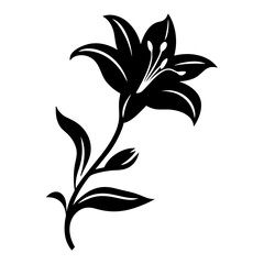 Black and white illustration of lily , flower silhouette vector designs.
