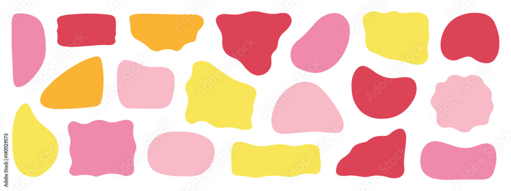 Leinwandbilder Abstract organic shape round irregular form set. Liquid organic blob curve fluid shape figure. Abstract liquid bubble, wavy different form. Soft round oval pattern background. Vector eps file