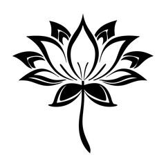 Black and white illustration of lotus , flower silhouette vector designs.