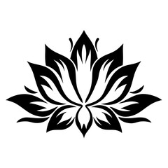 Black and white illustration of lotus , flower silhouette vector designs.