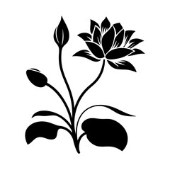 Black and white illustration of lotus , flower silhouette vector designs.