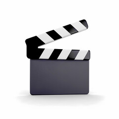 Black and white film clapperboard isolated on white background