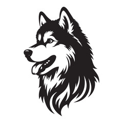 Vector silhouette of a Siberian Husky, Dog illustration, Dog art, Dog drawing, Pet Animal Silhouette.	
