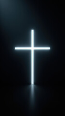 Naklejka premium Illuminated cross against dark background.
