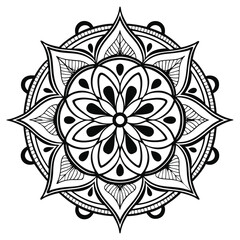 Fototapeta premium Seamless Floral Mandala Pattern Vector — Vintage Ornament and Lace Design for Retro, Tattoo, and Nature-Inspired Decor