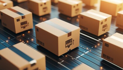 Eco-friendly logistics packaging line showcasing sustainable solutions in a modern setting.