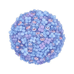 Blushing Cartoon Hydrangea Cluster with Sparkling Eyes