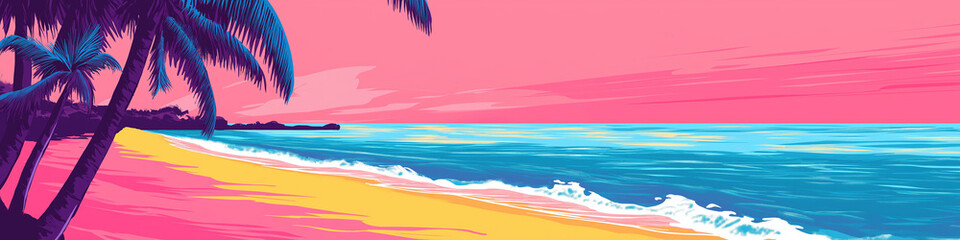 Fototapeta na wymiar simple psychedelic beach landscape