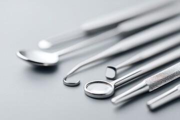 capture close-up image of sterile medical equipment arranged with precision against plain monochromatic backdrop ensuring