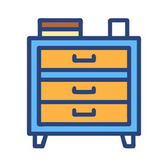 Dresser Cabinet with Hotel Label Icon Design