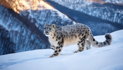 lynx leopard in snow walking