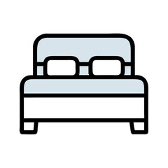 Hotel Bed with Headboard Frame Icon Design