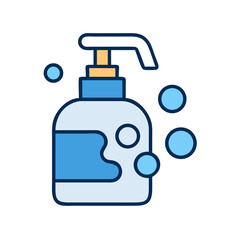 Hand Soap Dispenser with Bubbles Icon Design