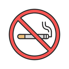 No Smoking Sign with Cigarette Icon Design