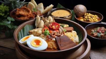 Appetizing diverse mixed dish in bowl