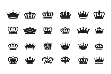 crown vector icons set, king crown icon vector  art illustration 