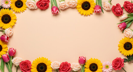 Colorful spring summer flower border | Flowers Border| Flower Background| Flower Flowers| Border Background