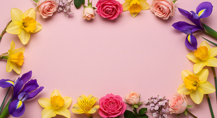 Fototapeta premium Colorful spring summer flower border | Flowers Border| Flower Background| Flower Flowers| Border Background