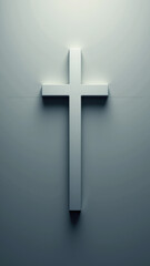 Naklejka premium A simple yet elegant depiction of a Christian cross on a wall with a gradient background.