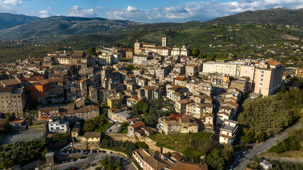 Aerial view of the town of Anagni which is located in the province of Frosinone in Lazio, Italy. It is known as the city of the popes.