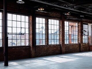 Large Windows in a Brick Industrial Building