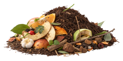 Compost Pile Fruit and Vegetable Waste, Soil, Isolated on Transparent Background, Recycling, composting, organic waste, environmentally friendly