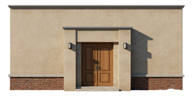 Isolated Building Facade with Door