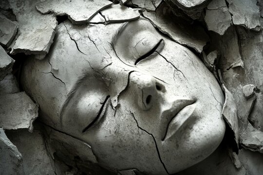 Fighting depression. Metaphorical sleep disorders awareness of a loss of pleasure or interest. Stress relief. Feeling lost. Sleep disorders - cause of depression: abstract image of human st.