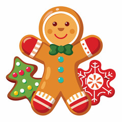 Christmas gingerbread cookies isolated on white background