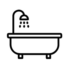 Bathtub with Shower Fixture Icon Design