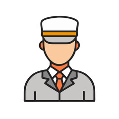 Hotel Concierge with Uniform Hat Icon Design