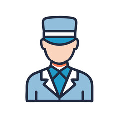 Hotel Concierge with Uniform Hat Icon Design