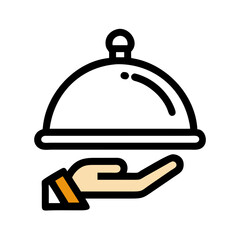 Obraz premium Room Service Tray with Food Cover Icon Design