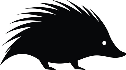 Silhouette Hedgehog Icon with Spines on Transparent Background Design