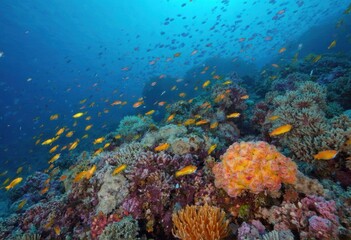 Naklejka premium A vibrant coral reef teeming with life in the ocean