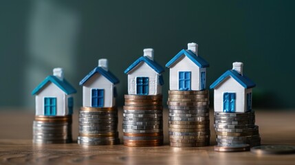 Miniature Houses on Coin Stacks