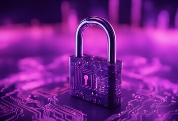 background security cyber concept neon created ai board purple padlock circuit software technology texture business datum illustration size science digital cyberspace wallpaper network physics modern