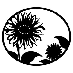 Obraz premium Black and white illustration of sunflower , flower silhouette vector designs.
