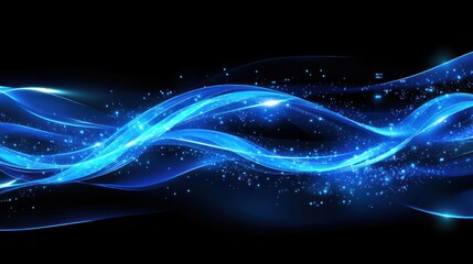A beautiful digital network of abstract wave technology, glowing with blue light, symbolizing the future of innovation.